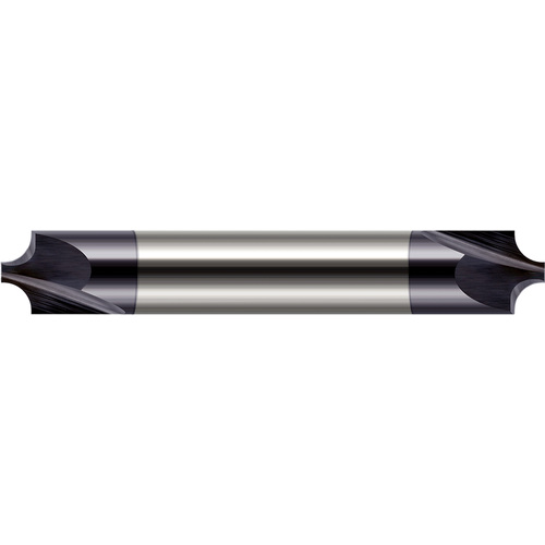 Corner Rounding End Mills - 0.0310″ (1/32″) Radius × 0.0460″ Pilot Diameter Carbide 5° Flare Corner Rounding End Mill DE, 2 Flutes, AlTiN Coated