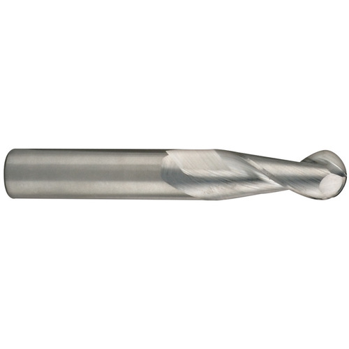 16 mm Dia. × 16 mm Shank × 32 mm DOC × 92 mm OAL, Carbide Uncoated, Spiral , 2 Flute, 35° Helix, Ballnose End Mill